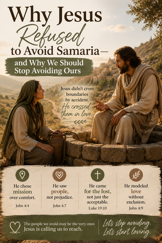 Jesus speaking with the Samaritan woman beside a well, illustrating John 4 and His example of crossing cultural boundaries with truth, compassion, and love.
