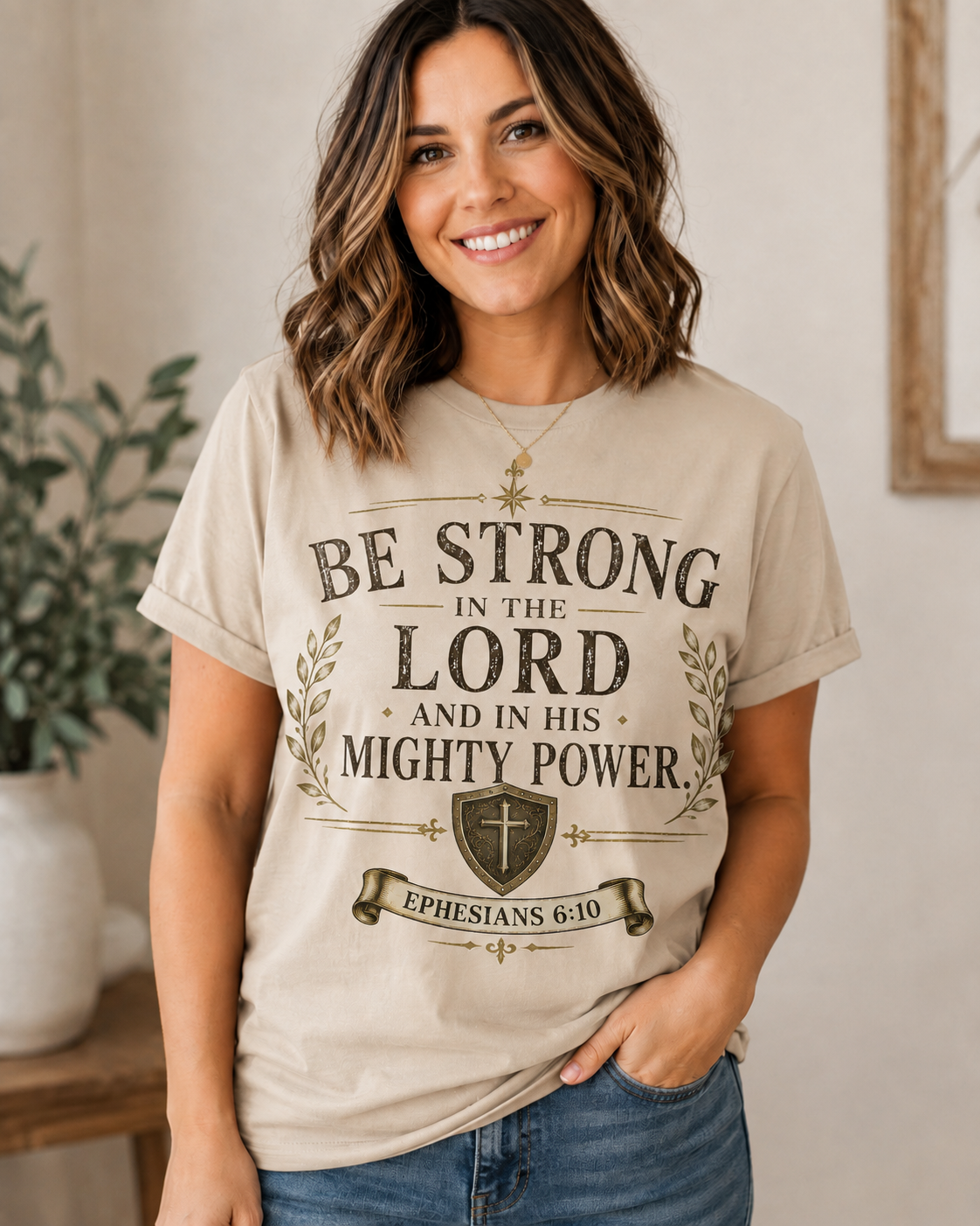 Lady modelling t-shirt