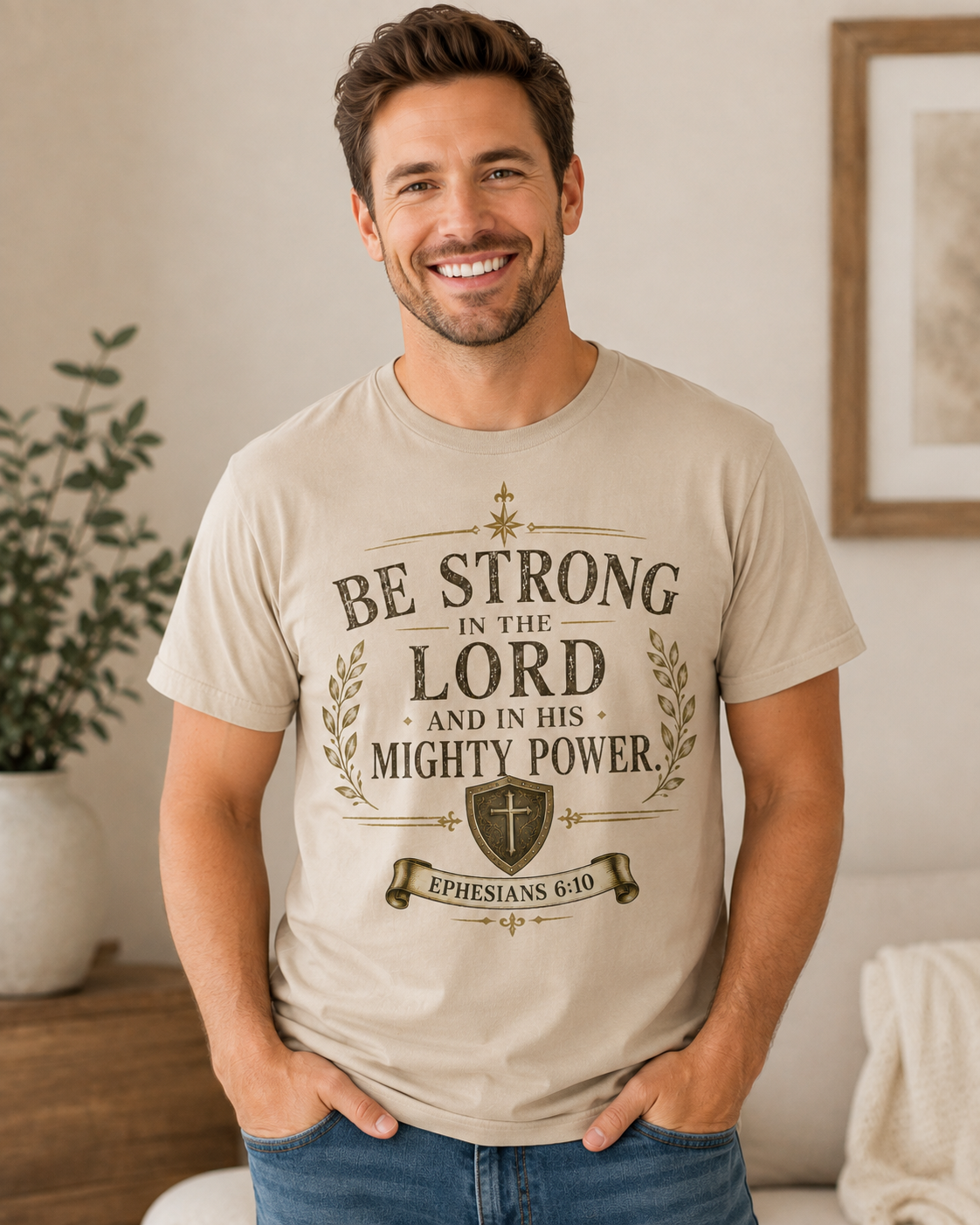 Male model with t-shirt on