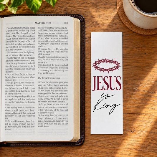 Jesus Is King Christian Bookmark — 6″ × 2″