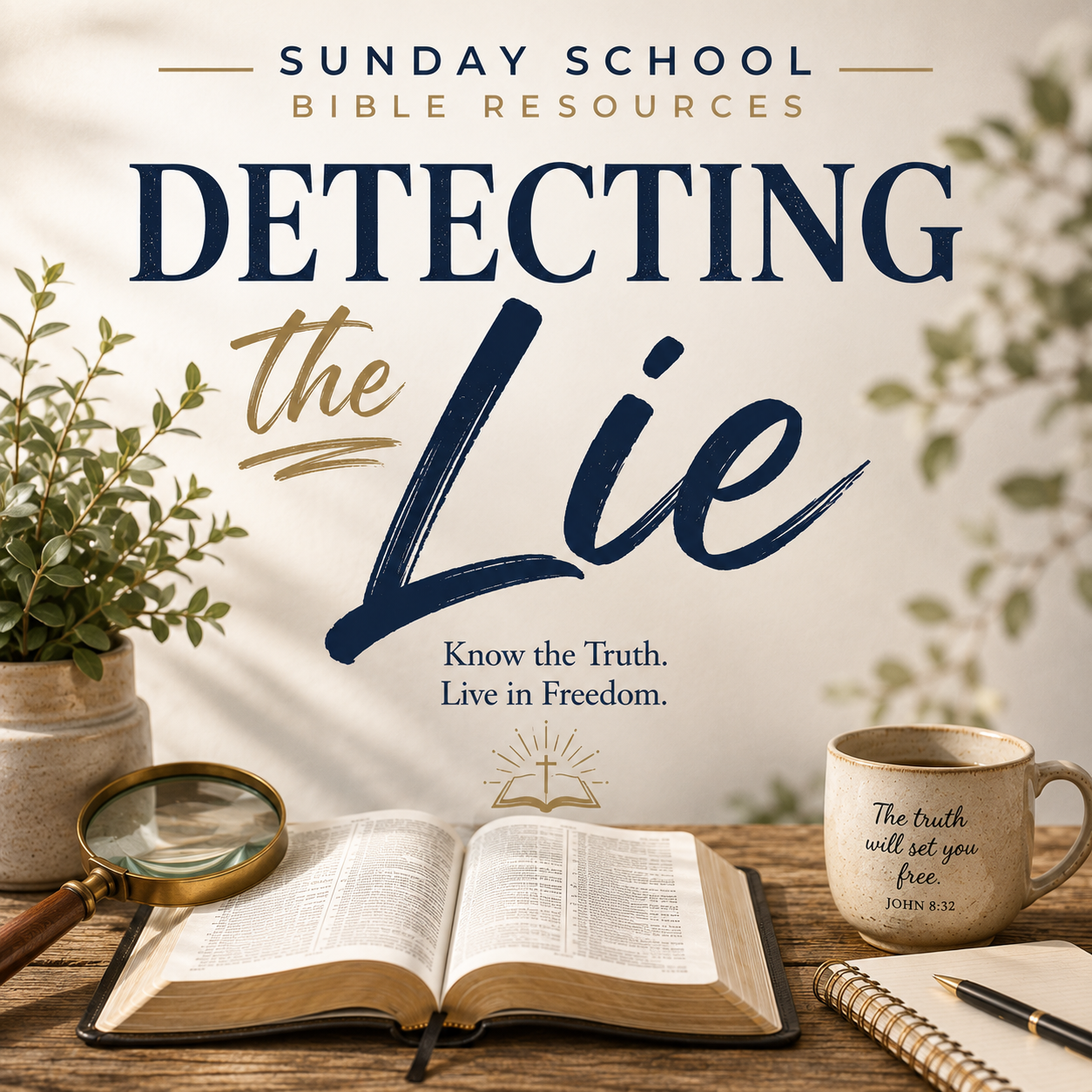 Sunday School Bible Resources book cover titled 'Detecting the Lie' with the subtitle 'Know the Truth. Live in Freedom.