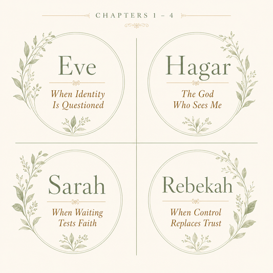 A book or ebook cover design with four circular title panels arranged in a 2x2 grid on a warm cream background. The top center reads 'CHAPTERS 1 - 4'.