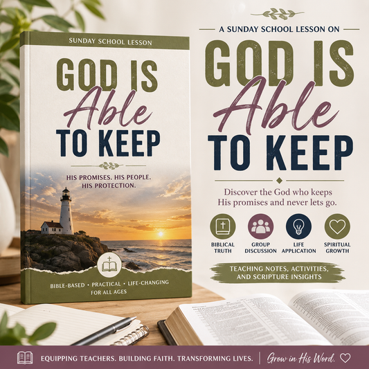 God Is Able to Keep Sunday School Bible lesson PDF based on Jude 24–25, exploring God’s keeping power, faithfulness, perseverance, and security in Jesus Christ.
