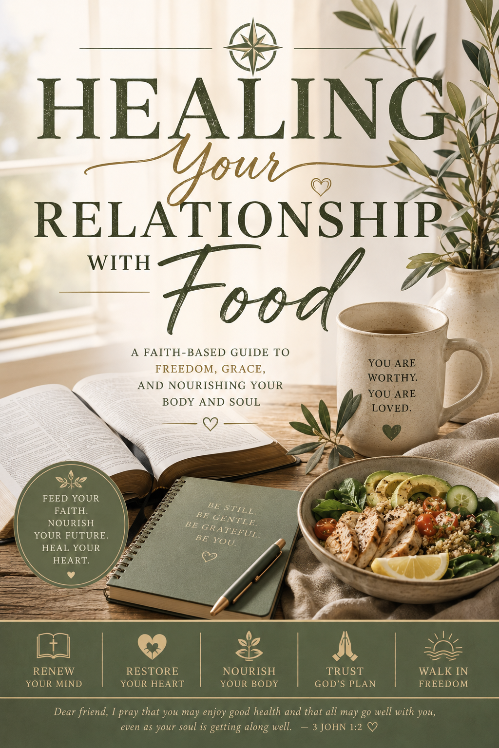Healing Your Relationship with Food Christian PDF focused on faith, grace, body image, emotional awareness, biblical identity, and developing a healthier relationship with food.