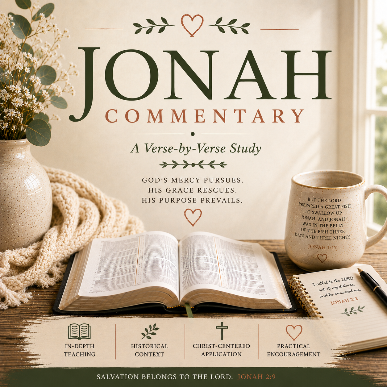 Jonah Bible Commentary PDF featuring a verse-by-verse Old Testament study of Jonah, Nineveh, obedience, repentance, God’s sovereignty, mercy, compassion, and second chances.