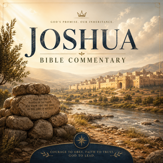 Joshua Bible Commentary PDF featuring a verse-by-verse Old Testament study of Joshua, the Promised Land, Jericho, Rahab, courage, obedience, faith, and God’s faithfulness.