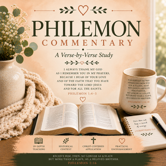 Philemon Bible Commentary PDF featuring a verse-by-verse New Testament study of Paul, Philemon, Onesimus, forgiveness, reconciliation, grace, and restored relationships.