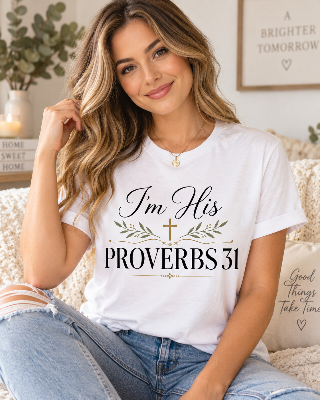 Woman wearing Proverbs 31 T-Shirt