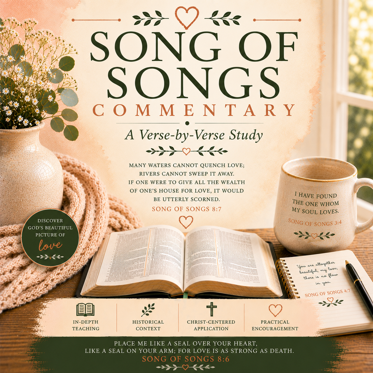 Study Song of Songs verse by verse and explore biblical love, marriage, desire, intimacy, commitment, covenant faithfulness, and God’s design for marital love.