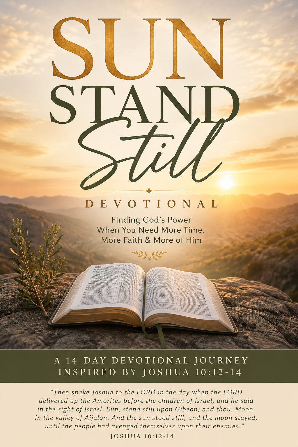 Sun Stand Still Christian devotional inspired by Joshua 10, focused on bold prayer, courageous faith, obedience, trusting God, and believing He is able in impossible circumstances.