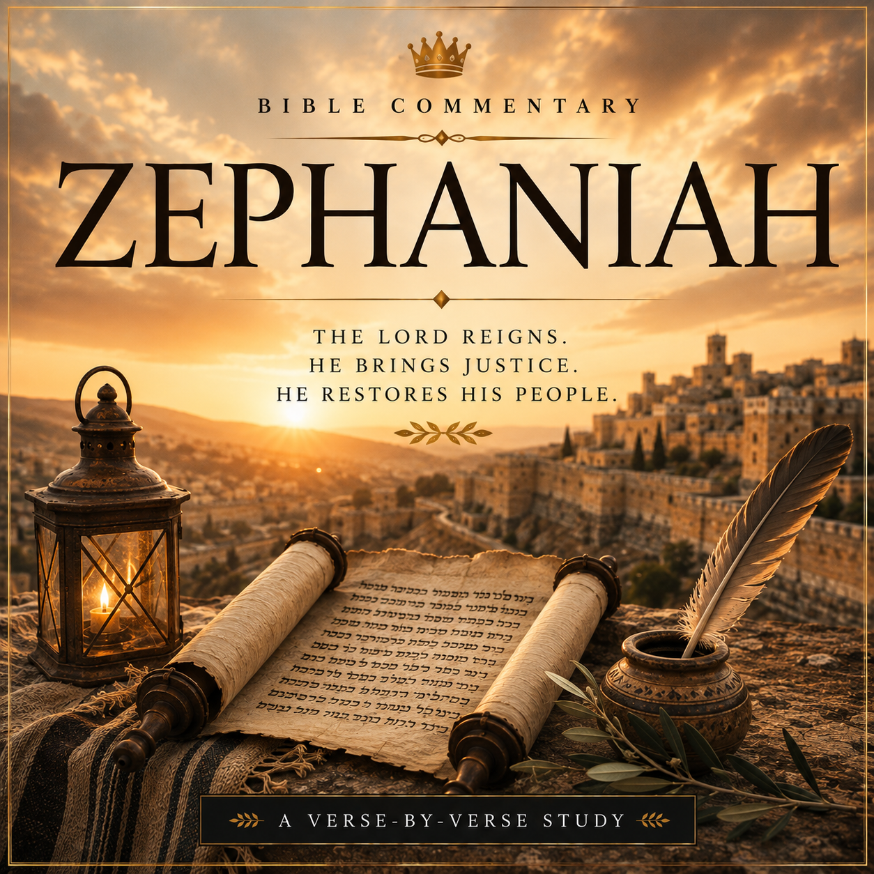 Zephaniah Bible Commentary PDF featuring an Old Testament study of the Day of the LORD, judgment, repentance, restoration, God’s presence, and His rejoicing love.
