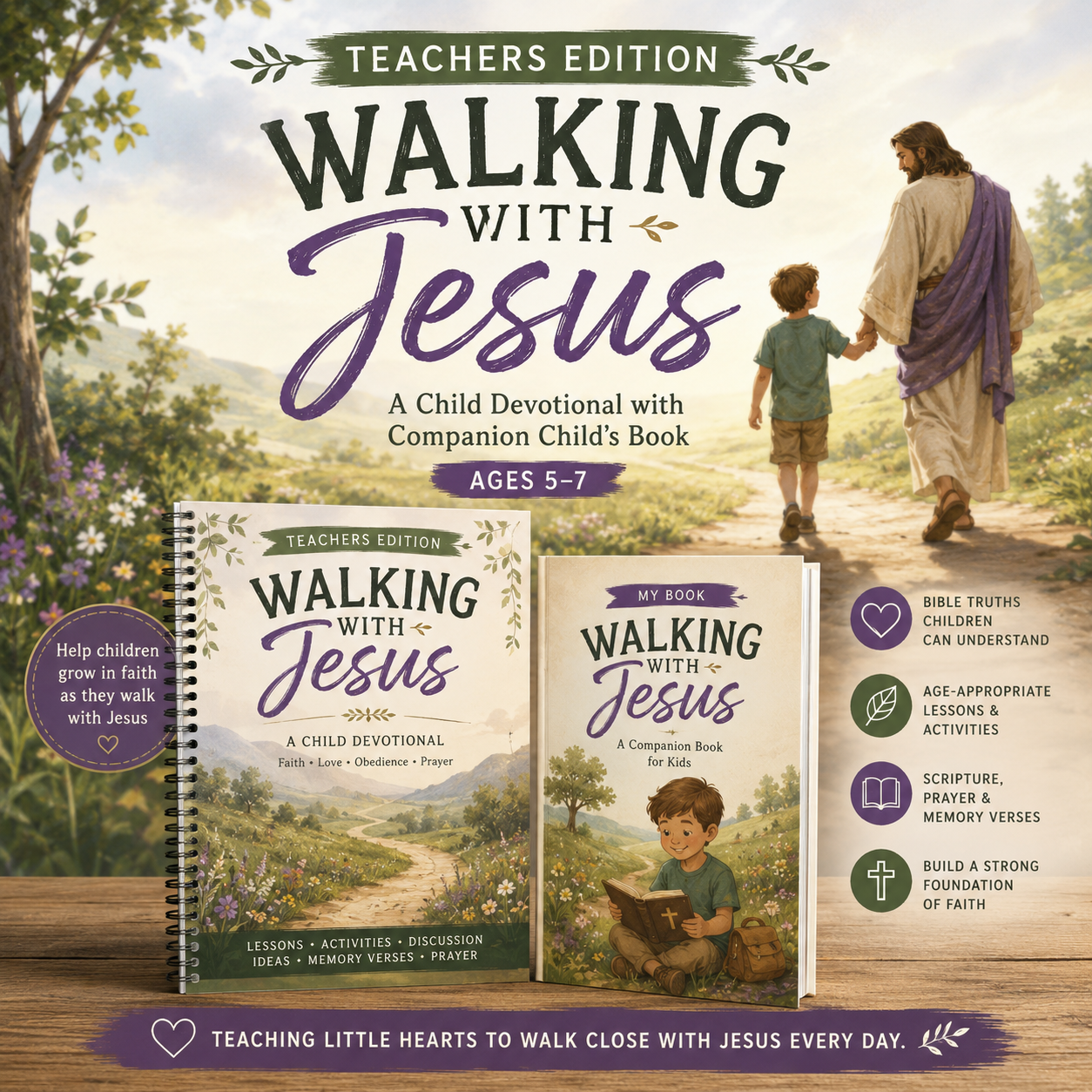 Walking With Jesus Teacher’s Edition | Christian Lessons for Kids Ages 5- 7